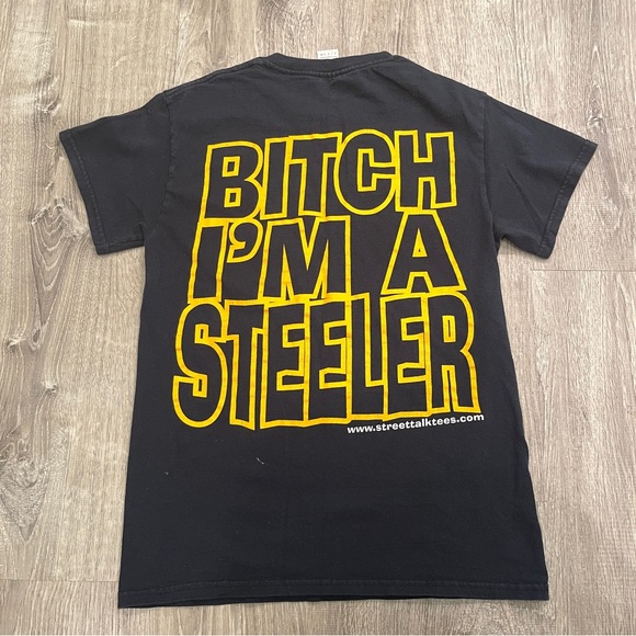Pittsburgh - B*tch I’m A Steeler - She Luvs The D - Black Gold T Shirt - Small - Picture 6 of 7
